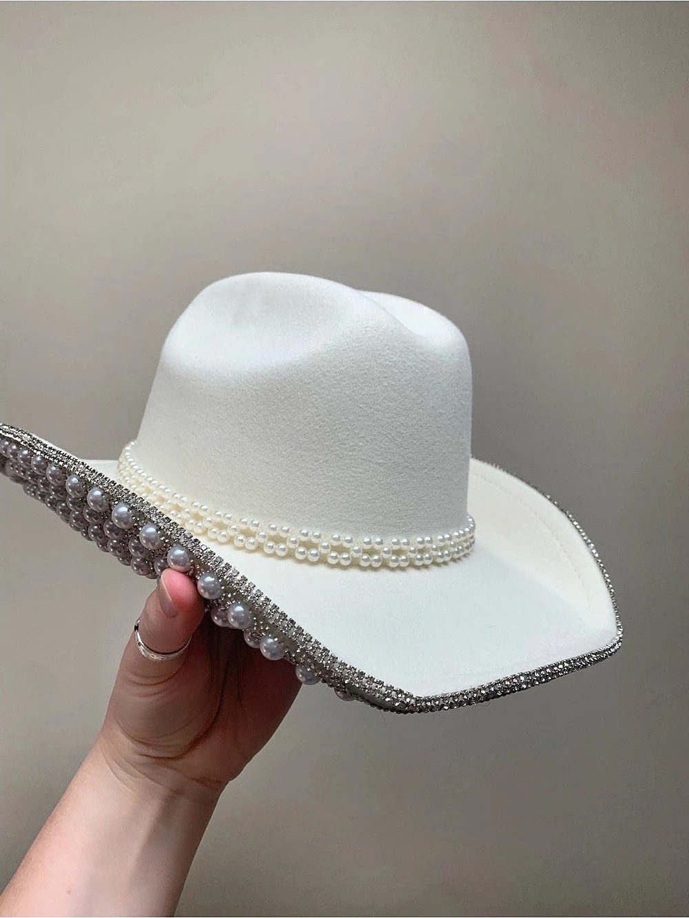 Bachelorette Pearl Embellished Cowboy Hat NWT